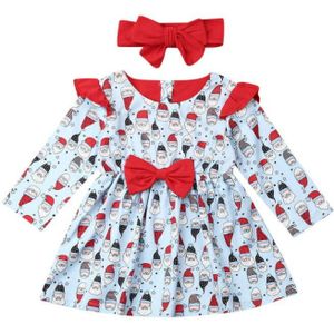 ONS Kerst Baby Baby Meisje 6 M-4 T Lange Mouwen Strik Santa Jurk Xmas Party Kleding