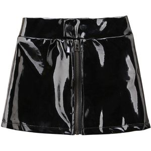 Zwart Rode Peuter Meisje PU Rok Mode Kid Meisjes Prinses Pailletten Rits Lederen Tutu Mini Rok Kleding