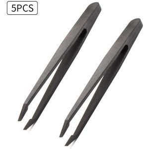 5Pcs Precisie Pincet Anti-Statische Zwarte Carbon Pincet Tool Pincet Kit Voor Ambachtelijke Sieraden