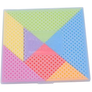 Kinderen Puzzel Regenboog Kleur 18.4*18.4Cm Plastic Tangram Diy Hersenen Puzzel Kid Leren Onderwijs Puzzels Speelgoed