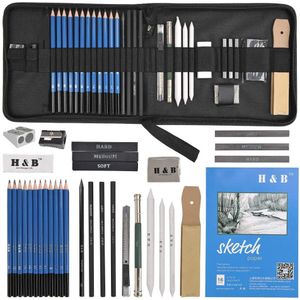 33Pcs Tekening Schetsen Potlood Set, Professionele Schets Set In Draagtas, art Supplies Tekening Kit Graphite Houtskool Stick Tool