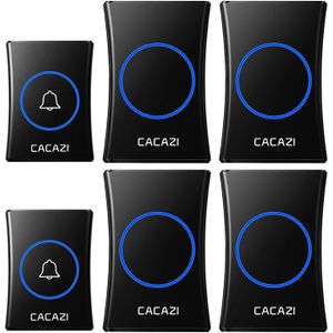 Cacazi Wireless Home Welkom Deurbel 300M Remote Waterdichte Draadloze Calling Bell Us Eu Uk Plug 23A12V Batterij