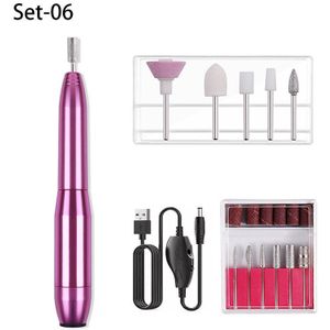 Elektrische Nagel Boormachine Manicure Machine Set Usb Opladen Mill Cutter Voor Manicure Nail File Pedicure Tool Nail Boor Set
