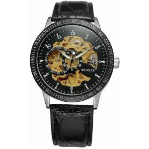 Winnaar Horloges Mannen Beroemde Top Mechanische Horloges Black Roestvrij Stalen Band Automatic Skeleton Horloges Mannelijke Klokken