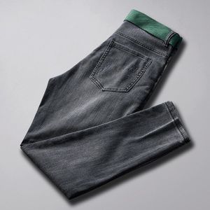 Mannen Jeans Zomer Effen Donkergrijs Denim Straight Baggy Potlood Broek