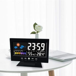 Kleur Screen Weer Klok Eeuwigdurende Kalender Temperatuur Tester Vochtigheid Meten Apparaat Voice Control Backlight Wekker