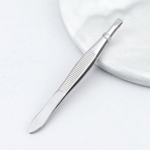 1Pc Wenkbrauw Haar Pincet Rvs Facial Hair Remover Puller Professionele Wenkbrauw Ontharing Tweezer Platte Tip Gereedschap