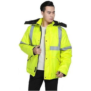 Winter Warm Katoenen Jas Werkkleding Hooded Night Werk Reflecterende Dikker Gewatteerde Katoenen Kleding Slijtvaste Werk Veiligheid Jas