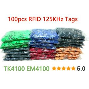 8 Kleur 100 stks RFID 125 KHz Tag TK4100 EM4100 Proximity ID Token Tags sleutelaanhangers Ring RFID Kaart voor Toegangscontrole Tijdregistratie