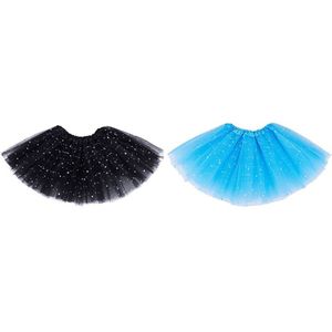 2x Smart Baby Meisje Kleding Sterren Pailletten Petticoat Ballet Dans Pluizige Tutu Rok Licht Blauw & Zwart