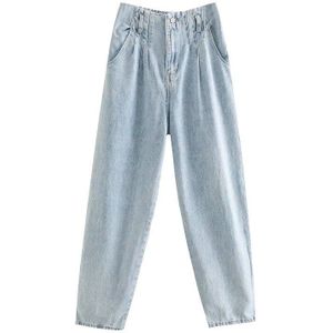 Kpytomoa Vrouwen Chic Hoge Taille Paperbag Jeans Vintage Rits Terug Elastische Denim Broek Vrouwelijke Jean Broek