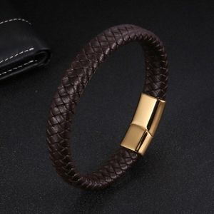 Naiqube Lederen Armband Voor Mannen Rvs Classic Trendy Wrap Armband Voor Mannen Mode-sieraden