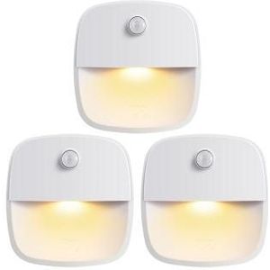 AMIR 3PCS Motion Sensor Nachtlampje Draadloze Wandlamp Magneet Kast Lichten Trappen Badkamer Keuken Emergency LED Nachtlampje