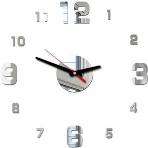 Wandklok Reloj de pared Prachtige 3D DIY Romeinse Cijfers Acryl Spiegel Muursticker Klok Home Decor Muurschildering Decals saat 661GZ10
