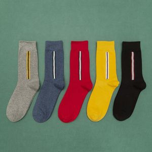 5 Pairs Mannen Sokken Casual Sokken Mode Lijn Kleurrijke Mannen Sokken Gelukkig Zakelijke Jurk Katoenen Sokken voor Man