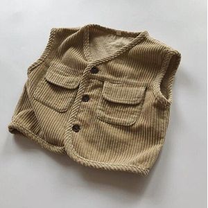 Koreaanse Japan Stijl Herfst Winter Kids Vest Jas Pocket Mouwloos Vest Baby Jongens Meisjes Katoen Corduroy Jas Vest