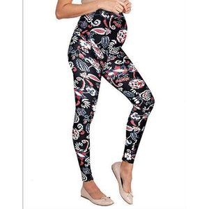 Moederschap broek Hoge taille Slim fit Digitale printing Zwangerschap broek Leggings