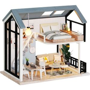 Diy Poppenhuis Casa Miniatuur Led Poppenhuis Loft Model Houten Meubels Decoratie Poppenhuis Speelgoed Voor Kinderen QL001-003