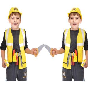 Kids Cosplay Kostuums Bouwvakker Uniform Voor School Kinderen Jongen Halloween Prestaties Werknemers Gereedschappen Vest Pak C35145CH