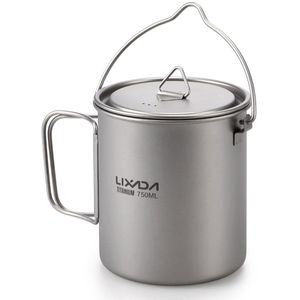 Lixada Water Cup Mok Titanium Cup Titanium Kookset Outdoor Camping Pannenset Pot Koekenpan Vouwen Handgrepen Outdoor Servies