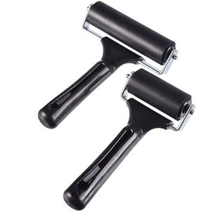 2 Stks/set Praktische Zwart Duurzaam Professionele Rubber Roller Brayer Verf Art Medeplichtige Schilderen Leveringen Diy Ambachten Tool
