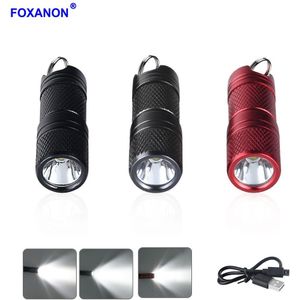 Foxanon Draagbare Lantaarns Mini Sleutelhanger Zaklamp Led Zaklamp Usb Oplaadbare Pocket Flash Licht Zaklampen Ingebouwde Batterij