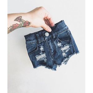 Mode Causale Zomer Baby Meisjes Ripped Denim Shorts Meisje Solid Hole Knop Hoge Taille Mager Broek Voor Peuter 1-6Y
