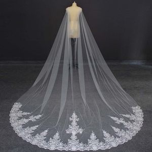 Echte Foto Lange Kant Wedding Cape 3.5 Meter Bruiloft Bolero Wit Ivoor Bridal Cape Bolero Voor Bruid Jurk