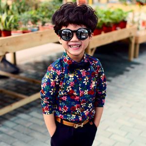 Kinderkleding Jongens Overhemd Lente Kinderen Katoen Bloemen Lange Mouwen Revers Kinderen Baby bloem Shirt