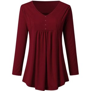 Kleding Voor Verpleging Moeders Vrouwen Zwangere Verpleging Moederschap V-hals Lange Mouwen Effen Ruches Blouse Katoen Zachte V-hals Tops