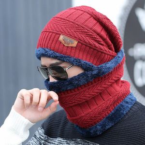 2-stuks Mens Beanie Muts Sjaal Set Fleece Gevoerde Winter Warm Knit Slouchy Dikke Schedel Cap Voor Mannen Unisex