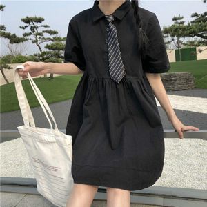 Japanse Zoete Lolita Jurk Vrouwen Zomer Preppy Stijl Student Jk Schooluniform Mini Jurk Meisjes Zwart Wit Losse Shirt Jurken