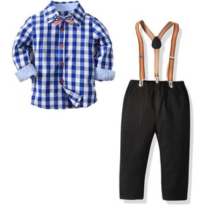 Baby Jongen Gentleman Jurk Kinderen Kleding Suits Baby Bowtie Rooster Shirt + Jarretel Broek 2 Stuks Party Bruiloft Kleding