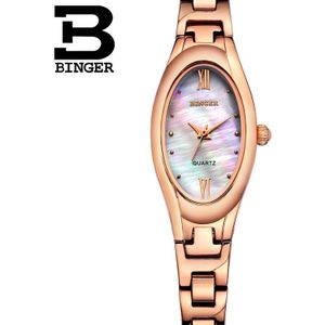 Binger Horloges Vrouwen Mode Luxe Horloge Quartz Volledige Rose goud Roestvrij Staal Horloges Waterdicht relogio feminino