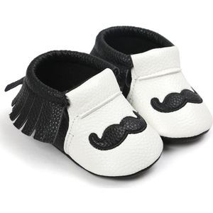 Zwart wit pu leer baby mocassins moccs Soft Sole antislip Kwasten meisjes jongens schoenen voor baby leeftijd 0 ~ 18month. CX79C