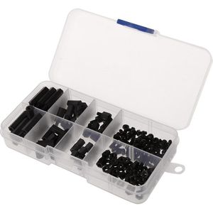 160Pcs M3 Nylon Zwart M-F Hex Spacers Moer Assortiment Kit Stand Off Set Box