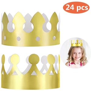 24 Stuk Gouden Koning Kroon, Bladgoud Papier, Party Crown Hoed Cap Verjaardag, Feestelijke Baby Douche, foto Props, Huwelijksverjaardag
