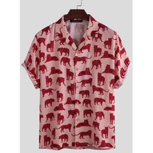 Incerun Gedrukt Mens Casual Shirt Turn Down Kraag Streetwear Casual Camisa Brand Korte Mouw Heren Hawaiiaanse Overhemd
