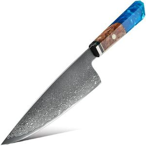 Japanse Keukenmessen VG10 Damascus Staal Chef Koken Gereedschap Nakiry Utility Santokumes Maple Handvat Rood Blauw Kleuren