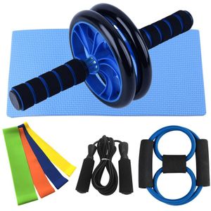 8Pcs Huishoudelijke Workout Buik Wiel Push-Ups Pak Met Unisex Yoga Resistance Bands 8-Karakter Puller 3-Meter Rope Skipping