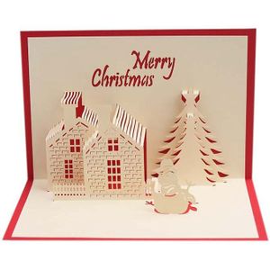 3D pop-up kerstkaart met muziek en verlichting, feestelijke kaart met kerstman, vliegtuig, rendieren en winterlandschap, unieke kerstkaart voor familie, vrienden en geliefden, met envelop