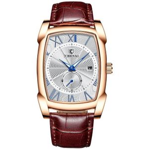 Chenxi Horloge Luxe Retro Mannen Horloges Business Waterdicht Quartz Horloge Mannelijke Kalender Romeinse Cijfers Stop Horloge