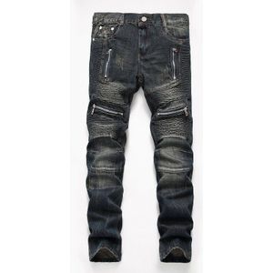Mannen Streetwear Hip Hop Punk Stretch Skateboard Bike Jeans Trendy Gaten Rechte Denim Trouers Zwarte Jeans Mannen Plus size