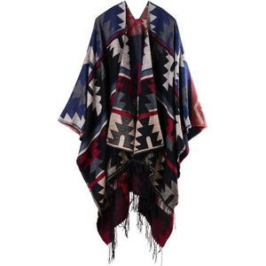 Isarose Vrouwen Lange Vest Indiase Etnische Ruit Kasjmier Capes Handgemaakte Tassel Fringe Poncho Travelling Kantoor Warm Mantel