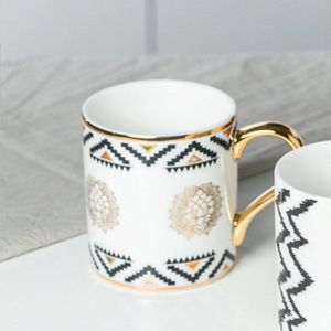 Luxe Gouden Totems Mozaïek Geometrische Flamingo Keramische Mok Koffie Kopje Koffie Goud Ontbijt Melk Water Cup Paar Creatieve