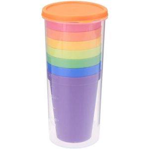 7Pcs Koffie Mokken Koffiekopjes Sets Draagbare Regenboog Kleur Thee Cups Picknick Toerisme Camping Plastic Water Cups Sets Drinkware