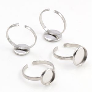 8 Mm 10 Mm 12 Mm 10 Stks/partij Geen Vervagen Rvs Verstelbare Ring Instellingen Blank/Base, fit 8-12 Mm Glas Cabochons, Knoppen