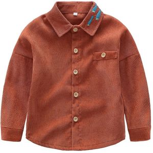 Kids Jongens Lente Shirt Katoen Borduren Vis Shirt Tops Blouse Lange Mouwen Corduroy Shirt Voor Kinderen Casual Shirts