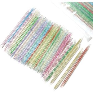 100Pcs Crystal Nail Art Cuticle Pusher Remover Double End Herbruikbare Nagels Care Pedicure Manicure Nagels Accessoires Gereedschap