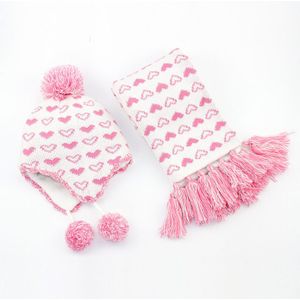 Meisje Muts Sjaal Set Winter Oorklep Beanie Fleece Warm Knit Kid Acryl Herfst Pompom Skiën Outdoor Baby Accessoire